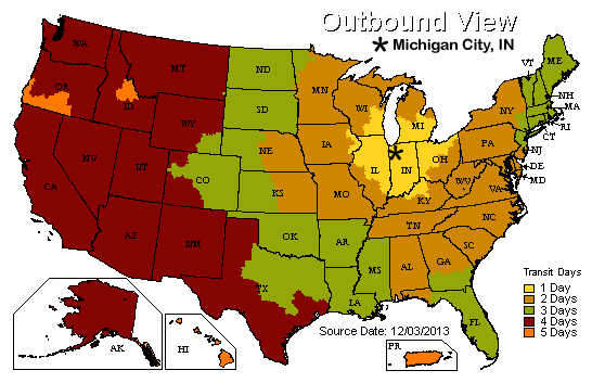 Shipping Days-Out Map